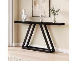 Tribesigns Consoletafel - Sidetable - Console - Haltafel - Metaal/Hout - Zwart - Industrieel - 160 x 29.5 x 80 cm - Console Tafel voor Hal, Woonkamer, Entree
