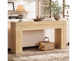Tribesigns Consoletafel - Sidetable - Hout - Beige - Sofa Tafe - 160 x 30 x 80 cm - Console Tafel voor Hal, Woonkamer, Entree