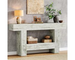 Tribesigns Consoletafel - Sidetable - Hout - Verontruste Witte - Industrieel - 160 x 30 x 85 cm - Console Tafel voor Hal, Woonkamer, Entree