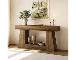 Tribesigns Consoletafel - Sidetable met Opbergruimte - Console - Haltafel - MDF - Bruin - Industrieel - 160 x 30 x 82 cm - Console Tafel voor Hal, Woonkamer, Entree