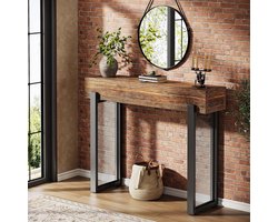 Tribesigns Consoletafel - Sidetable met Opbergruimte - Hout - Zwart & Bruin - Metalen Gaaspoten - 105 x 30 x 80 cm - Console Tafel voor Hal, Woonkamer, Entree