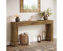 Tribesigns Consoletafel - Sidetable met Poten in Retro hol Patroon - Rustiek Bruin - 160 x 30 x 80 cm - Houten Console Tafel voor Hal, Woonkamer, Entree