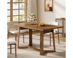 Tribesigns Eettafel -120 x 80 x 75 cm - Rustiek Bruin Rechthoek Tafel MDF Eetkamertafel Voor 4 Personen