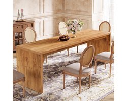 Tribesigns Eettafel - Keukentafel - 180 x 59 x 75 cm - Eetkamertafel Voor 6-8 Personen - met Stevige Basis - Industrieel Design - Bruin