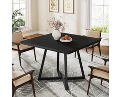 Tribesigns Eettafel - Keukentafel - 80 X 80 X 75 cm - Eetkamertafel Voor 4 Personen - Metalen Onderstel - Industrieel Design - Zwart