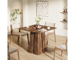 Tribesigns Eettafel - Keukentafel - 80 x 80 x 75 cm - Vierkante Eetkamertafel Voor 4 Personen - met Stevige Voet - Vintage - Bruin