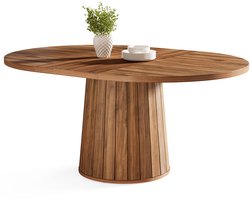 Tribesigns Eettafel - Keukentafel - Houten Ovaal Ettafel voor 6 Personen - 140 x 100 x 75 cm - Vintage - Rustiek Bruin