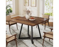 Tribesigns Eettafel Keukentafel voor 4 personen -80 x 80 x 75 cm - Industrieel design - Houten Eettafel voor Eetkamer - Bruin