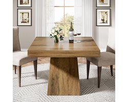 Tribesigns Eettafel - Keukentafel voor 4 personen - 80 x 80 x 75 cm - Industrieel design - Houten Eettafel voor Eetkamer - Bruin