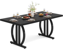 Tribesigns Eettafel - Keukentafel voor 4 personen - Eettafel met Een Stevig Metalen Frame - Modern - Zwart - 160 x 80 x 75 cm