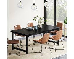 Tribesigns Eettafel - Rechthoekige Eettafel - 200 X 70 X 76 cm - industriële Eetkamertafel Voor 4-6 Personen - Modern Eettafel - Zwart