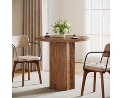 Tribesigns Eettafel Rond - 80cm Ronde Tafel voor 2 personen - rustiek bruin - Boerderijkeukentafel met ronde houten voet - voor Eetkamer, Keuken, Woonkamer - 80×80×75cm