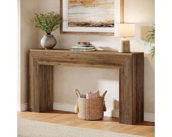 Tribesigns Entree Consoletafel - Haltafel met Golvende Decoratie - Bruin - 160 x 30 x 85 cm - Consoletafel voor Hal, Woonkamer, Entree, Foyer