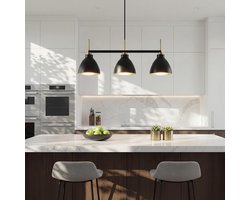 Tribesigns Hanglamp Industrieel voor Eetkamer, Slaapkamer, Woonkamer - 3-lichts excl. lichtbron - Pendellamp E27 fitting Koper Industriële Eettafel Lamp Plafond - Zwart