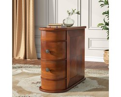 Tribesigns Houten Bijzettafel - Banktafel met 2 Laden - Smal Nachtkastje Koffietafels - Bank Bijzettafel voor Woonkamer -Slaapkamer - Geen montage vereist - Walnoot