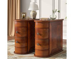 Tribesigns Houten Bijzettafel Set van 2 - Banktafel met 2 Laden - Smal Nachtkastje Koffietafels - Bank Bijzettafel voor Woonkamer -Slaapkamer - Geen montage vereist - Walnoot