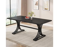 Tribesigns Keukentafel - Eettafel - 159 x 80 x 75 cm - Eetkamertafel met Stevige Metalen Poten Voor 6-8 Personen - Modern Design - Vintage - Zwart