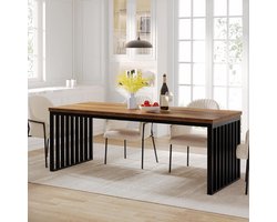 Tribesigns Keukentafel - Eettafel - 180 x 60 x 76 cm - Eetkamertafel Voor 6-8 Personen - met Stevige Metalen Poten - Industrieel Design - Vintage - Bruin