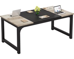 TRIBESIGNS Keukentafel - Eettafel - 180 X 80 X 75 cm - Eetkamertafel Voor 6-8 Personen - met Stevige Metalen Poten - Industrieel Design - Vintage - Vintage Grijs