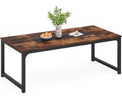TRIBESIGNS Keukentafel - Eettafel - 180 X 90 X 77 cm - Eetkamertafel Voor 6-8 Personen - met Stevige Metalen Poten - Industrieel Design - Vintage - Rustiek Bruin