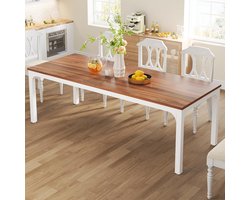 Tribesigns Keukentafel - Eettafel - 200 x 70 x 75 cm - Eetkamertafel Voor 6-8 Personen - met Stevige Metalen Poten - Industrieel Design - Vintage - Okkernoot