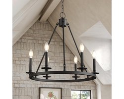 Tribesigns - Kroonluchter - 6 lichts - Metaal - H: 21 cm - E14 - Verstelbare hoogte - Industrieel Ontwerp - Kroonluchter Slaapkamerlamp - Zwart