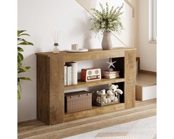 Tribesigns lange Consoletafel - 3-laags houten Consoletafel - 140 x 30 x 80 cm - Console Tafel voor Hal, Woonkamer, Entree, Foyer - Bruin