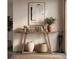 Tribesigns massief hout Consoletafel - Sidetable met X-vormig onderstel - Bruin - 160 x 35 x 80 cm - Console Tafel voor Hal, Woonkamer, Entree