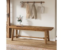 Tribesigns Massief Houten Bank -140 x 35 x 45 cm - Lange Zitbank in Landelijke Stijl voor Hal, Woonkamer, Slaapkamer - Rustiek Bruin