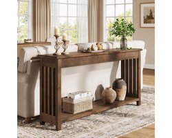 Tribesigns Massief Houten Consoletafel - 160 x 35 x 85 cm - Console Tafel voor Hal, Woonkamer, Entree, Foyer - Bruin