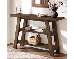 Tribesigns Massief houten Consoletafel - Sidetable - 120 x 29.5 x 80 cm - Console - Haltafel - Hout - Bruin - Console Tafel voor Hal, Woonkamer, Entree