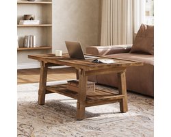 Tribesigns Massief Houten Salontafel - Salontafel Rechthoekige - 120 x60 x 50 cm - Vintage Bruin - Salon tafel