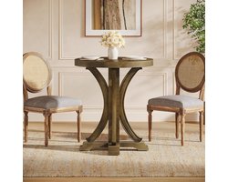 Tribesigns Massief Ronde Eettafel - 60 cm Kleine Keukentafel met Massief houten poten - 30 X 30 X 76 cm - Eetkamertafel Voor 2-4 Personen - Modern Eettafel - Bruin