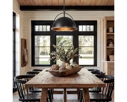 Tribesigns Metalen Hanglamp - 1-lichts Industriële Hanglamp met Verstelbare Hoogte - voor Woonkamer, Keuken, Eetkamer, Slaapkamer - Zwart [Energieklasse E]