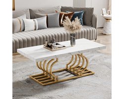 Tribesigns Modern Coffee Table, Living Room Table, Faux Marble, Cocktail Table with Geometric Frame, Rectangular Center Table, Tea Table, Accent Furniture Table, Sofa, Side Table for Home Office,