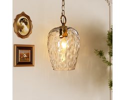 Tribesigns Modern Hanglamp voor Eetkamer, Slaapkamer, Woonkamer - Glass Serie - Lampenkap van Gehamerd Glas - E27 - Ø 22 cm - Goud