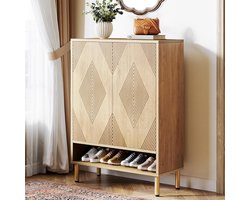 Tribesigns - Praktisch Schoenenrek met 2 deuren - Schoenenrek met 7 Niveaus - Schoenenkast - Modern - Hout - 73 x 35 x 115cm - Bruin