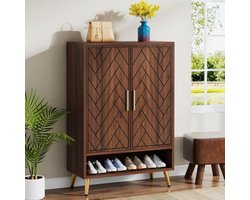 Tribesigns - Praktisch Schoenenrek - Schoenenrek met 6 Niveaus - Schoenenkast - Schoenenrek Metaal Modern - Metaal - 75 x 35 x 110cm - Bruin