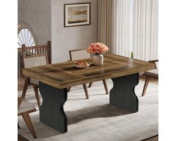 Tribesigns Rechthoekige Eettafel voor 4-6 Personen - Landelijke Keukentafel - Bruin - 160 x 80 x 75 cm - voor Keuken, Eetkamer, Woonkamer