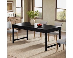 Tribesigns Rechthoekige Eettafel voor 4 personen - Industriële Eettafel met Stevige voet - Rechthoekige Keukentafel - Industrieel - Zwart - 140 x 70 x 76 cm