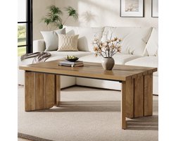Tribesigns Rechthoekige Salontafel - 120×65×45 CM - Grote Houten Salontafel voor de Woonkamer - Bruine - Walnoothouten Afwerking