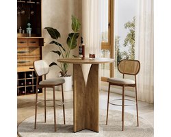 Tribesigns Ronde Bartafel Industrieel – Hout – 80 × 80 × 100 cm – Hoge Statafel voor Keuken en Woonkamer - Bruin