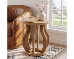 Tribesigns Ronde Bijzettafel - Industriële Bijzettafel - Sidetable - accentnachtkastje met voor Woonkamer, Slaapkamer - 50×50×60 cm - Bruin
