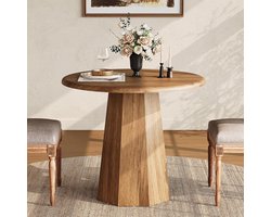 Tribesigns Ronde Eettafel - 80x80x75 cm - Industrieel Design - Bruin - voor Eetkamer, Keuken, Woonkamer