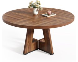 Tribesigns Ronde Eettafel - Keukentafel - 120 x 120 x 75 cm - Eetkamertafel Voor 4 Personen - Tafel met Houten Tafelblad en Poten - Rustiek Bruin