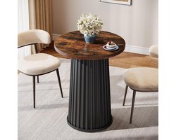 Tribesigns Ronde Eettafel - Keukentafel met Metalen Onderstel - 60 X 60 X 75 cm - Eetkamertafel Voor 2 Personen - Modern Eettafel - Bruin + Zwart