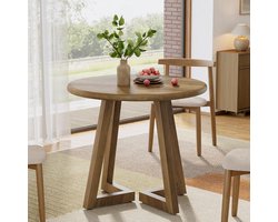 Tribesigns Ronde Eettafel Keukentafel voor 2-4 personen - 80 x 80 x 75 cm - Industrieel Design - Houten Eettafel voor Eetkamer - Bruin