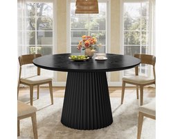 Tribesigns Ronde Eettafel Keukentafel voor 4-6 personen - 120 x 120 x 76 cm - Industrieel design - Houten Eettafel voor Eetkamer, keuken- Zwart