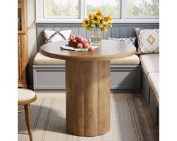 Tribesigns Ronde Eettafel - Kleine Keukentafel met Stevige voet - 80 X 80 X 75.5 cm - Eetkamertafel Voor 2-4 Personen - Modern Eettafel - Bruin