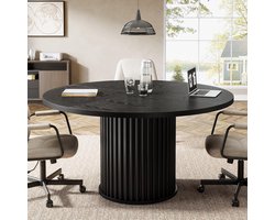 Tribesigns Ronde Eettafel voor 4 personen - 120 x 120 x 76.5 cm - Eettafel met Metalen Onderstel - Ronde Keukentafel - Industrieel - Zwart
